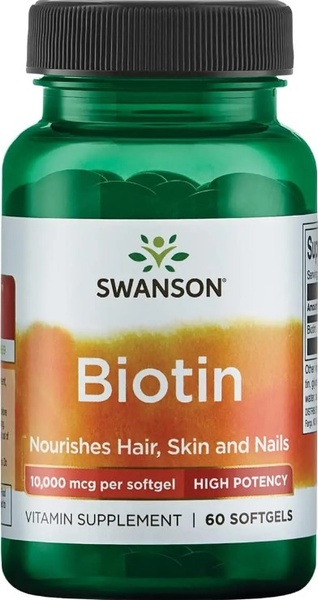 Біотин 10 000 мг Biotin Swanson 60 шт на 60 днів 116860 фото