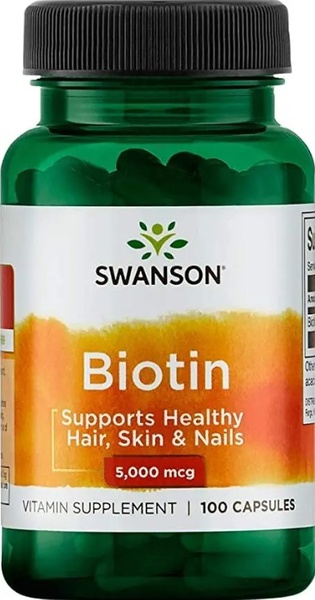 Біотин 5 000 мг Biotin Swanson 100 шт на 100 днів 018775 фото