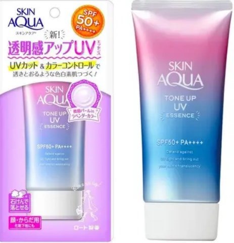 Крем сонцезахисний з функцією корекції шкіри Skin AQUA Tone Up UV Essence SPF 50+ PA++++ Rohto 80 г 157754 фото