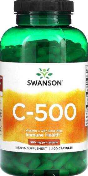 Вітамін С-500 із шипшиною Vitamin C with Rose Hips 500 мг Swanson 400 шт 018478 фото